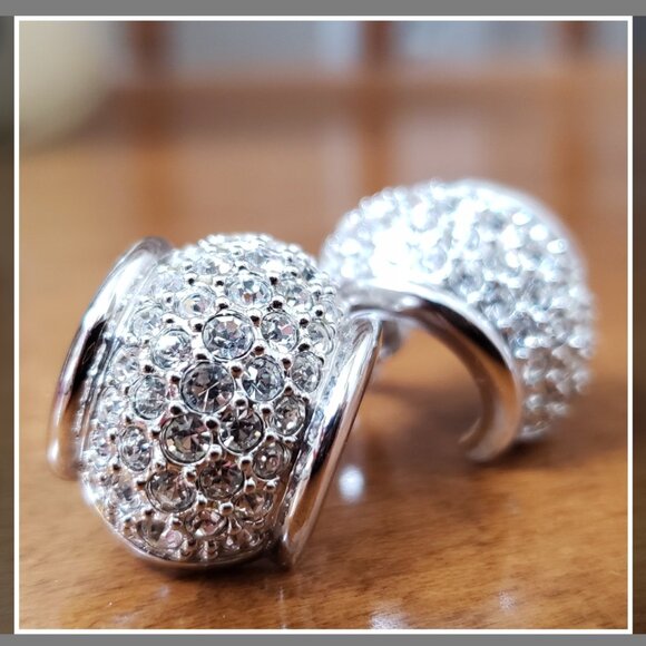 Swarovski Crystal Paved Hoop Earrings - Picture 1 of 6